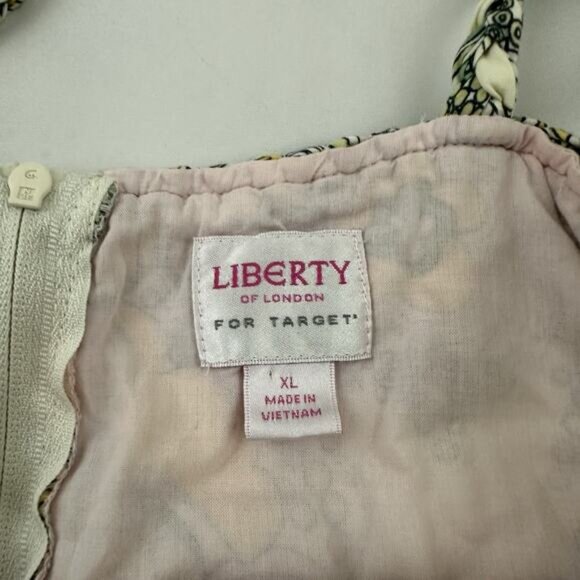 Liberty of London Target Girls Sundress Size XL Green Yellow Floral Pockets - Picture 7 of 12